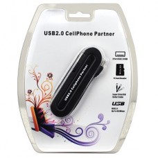 USB 2.0 microSD Card Reader w/2-Port Hub & Cell Phone Charger (Black)  