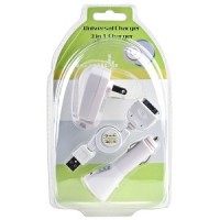 3-in-1 USB Car/Travel Charger for iPod, iPhone, PDAs, MP3