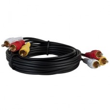 6' 3 RCA (M) to 3 RCA (M) Composite Video/Audio Cable w/Gold-Plated Connectors (Black)