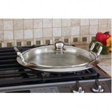 12-Element High-Quality Stainless Steel Round Griddle with See-Thru Glass Cover