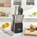 Oster Wellisford 14 Piece Stainless Steel Cutlery Set with Black Rubber Wood Block
