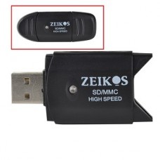 Zeikos ZE-SDR5 USB 2.0 SD/SDHC/MMC Card Reader/Writer (Black)