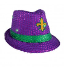 Light Up Mardi Gras Fleur de Lis Fedora