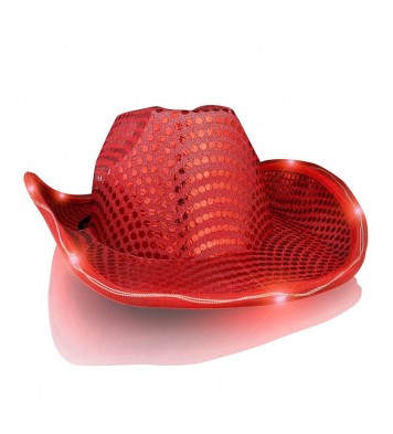 Light Up LED Flashing Cowboy Hat with Red Sequins