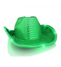 LED Flashing Cowboy Hat with Green Sequins