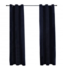 vidaXL Blackout Curtains with Rings 2 pcs Black 37"x84" Velvet