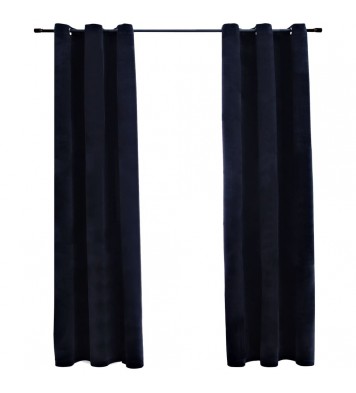 vidaXL Blackout Curtains with Rings 2 pcs Black 37"x84" Velvet