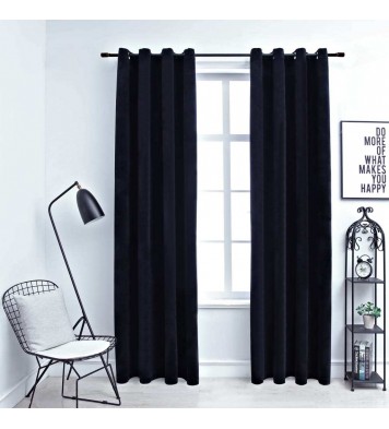 vidaXL Blackout Curtains with Rings 2 pcs Black 54"x63" Velvet