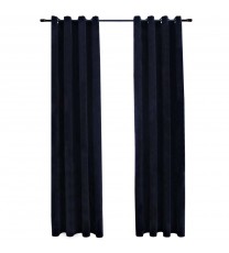 vidaXL Blackout Curtains with Rings 2 pcs Black 54"x63" Velvet