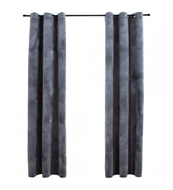 vidaXL Blackout Curtains with Rings 2 pcs Anthracite 37"x95" Velvet