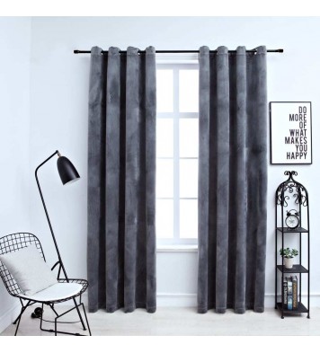 vidaXL Blackout Curtains with Rings 2 pcs Anthracite 54"x95" Velvet