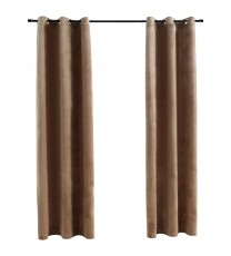 vidaXL Blackout Curtains with Rings 2 pcs Beige 37"x84" Velvet