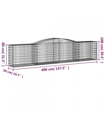 vidaXL Arched Gabion Basket 157.5"x19.7"x31.5"/39.4" Galvanized Iron