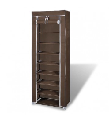 Fabric Shoe Cabinet with Cover 22" x 11" x 64" Brown