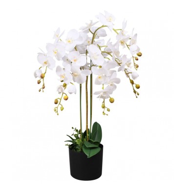 vidaXL Artificial Orchid Plant with Pot 29.5" White