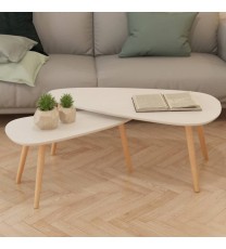 vidaXL Coffee Table Set 2 Pieces Solid Pinewood White