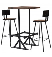 vidaXL Bar Set 3 Piece Solid Reclaimed Wood