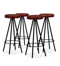 vidaXL Bar Stools 4 pcs Real Leather