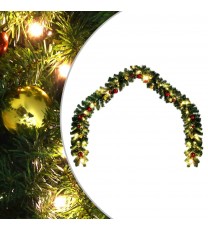 vidaXL Christmas Garland Decorated with Baubles and LED Lights 16 ft