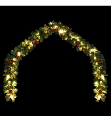 vidaXL Christmas Garland Decorated with Baubles and LED Lights 16 ft