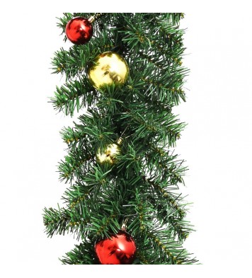 vidaXL Christmas Garland Decorated with Baubles and LED Lights 16 ft