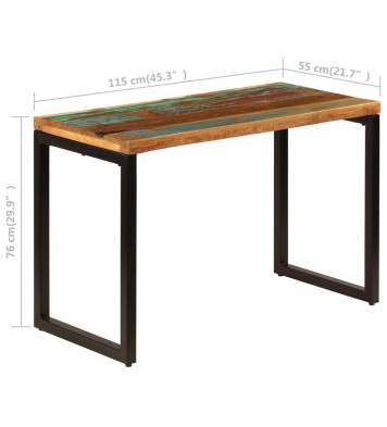 vidaXL Dining Table 45.3"x21.7"x29.9"  Solid Reclaimed Wood and Steel