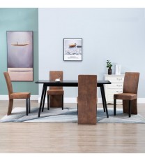 vidaXL Dining Chairs 4 pcs Brown Faux Suede Leather