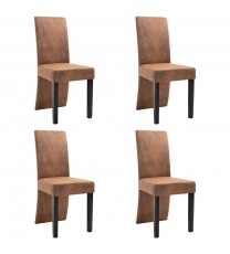 vidaXL Dining Chairs 4 pcs Brown Faux Suede Leather