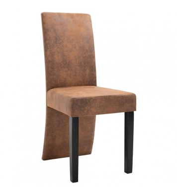 vidaXL Dining Chairs 4 pcs Brown Faux Suede Leather