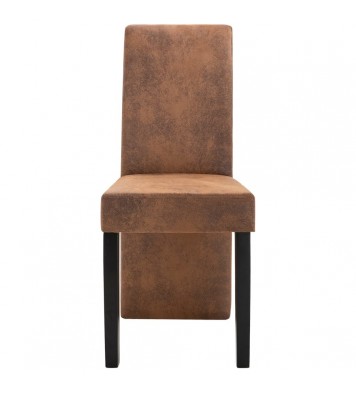 vidaXL Dining Chairs 4 pcs Brown Faux Suede Leather