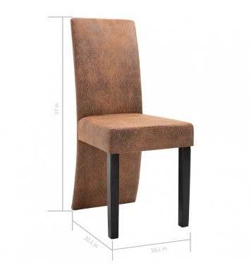 vidaXL Dining Chairs 4 pcs Brown Faux Suede Leather