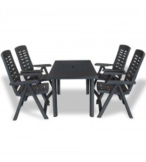 vidaXL 5 Piece Patio Dining Set Plastic Anthracite