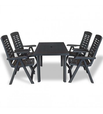 vidaXL 5 Piece Patio Dining Set Plastic Anthracite