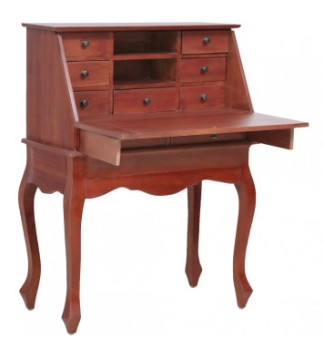 vidaXL Secretary Desk Brown 30.7"x16.5"x40.6" Solid Mahogany Wood