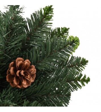 vidaXL Artificial Christmas Tree with Pine Cones Green 7 ft