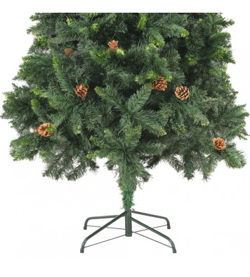 vidaXL Artificial Christmas Tree with Pine Cones Green 7 ft