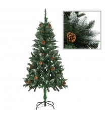 vidaXL Artificial Christmas Tree with Pine Cones and White Glitter 5 ft