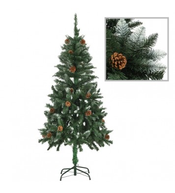 vidaXL Artificial Christmas Tree with Pine Cones and White Glitter 5 ft