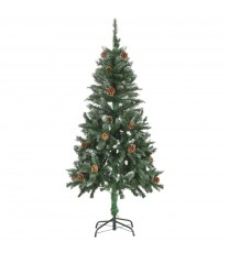 vidaXL Artificial Christmas Tree with Pine Cones and White Glitter 5 ft