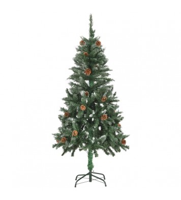 vidaXL Artificial Christmas Tree with Pine Cones and White Glitter 5 ft