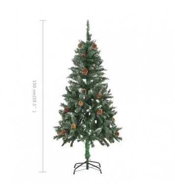 vidaXL Artificial Christmas Tree with Pine Cones and White Glitter 5 ft