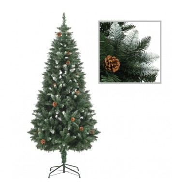 vidaXL Artificial Christmas Tree with Pine Cones and White Glitter 6 ft