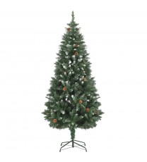 vidaXL Artificial Christmas Tree with Pine Cones and White Glitter 6 ft