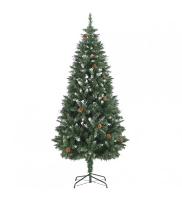 vidaXL Artificial Christmas Tree with Pine Cones and White Glitter 6 ft