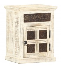 vidaXL Bedside Cabinet White 15.7"x11.8"x19.7" Solid Mango Wood