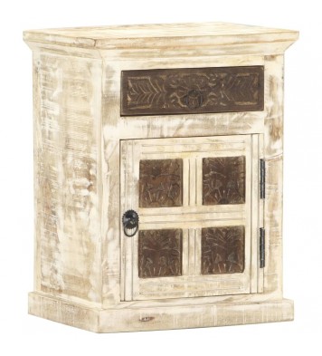 vidaXL Bedside Cabinet White 15.7"x11.8"x19.7" Solid Mango Wood