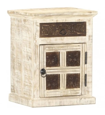 vidaXL Bedside Cabinet White 15.7"x11.8"x19.7" Solid Mango Wood