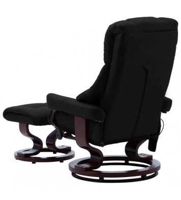 vidaXL Massage Recliner with Ottoman Black Faux Leather and Bentwood