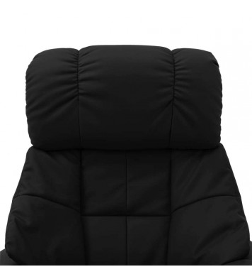 vidaXL Massage Recliner with Ottoman Black Faux Leather and Bentwood