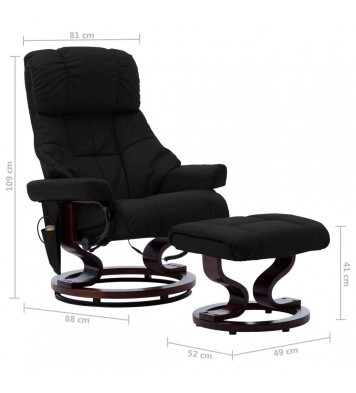 vidaXL Massage Recliner with Ottoman Black Faux Leather and Bentwood